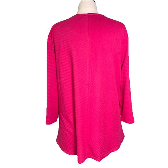 Chicos Top Shirt Women's 2 Medium Pink Long Button Sleeves- Knit - Picture 5 of 6